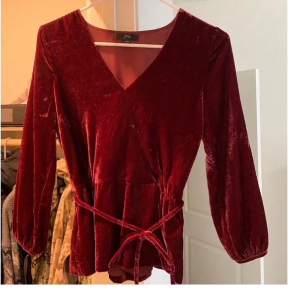 J. Crew Faux-wrap top in drapey velvet | size 00P - Picture 3 of 10